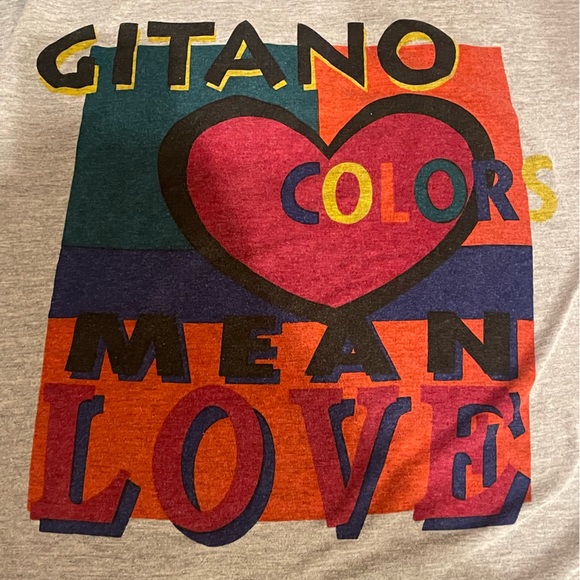 VTG GITANO Colors Mean Love Longsleeve Hooded T-shirt Single Stitch - Picture 4 of 6